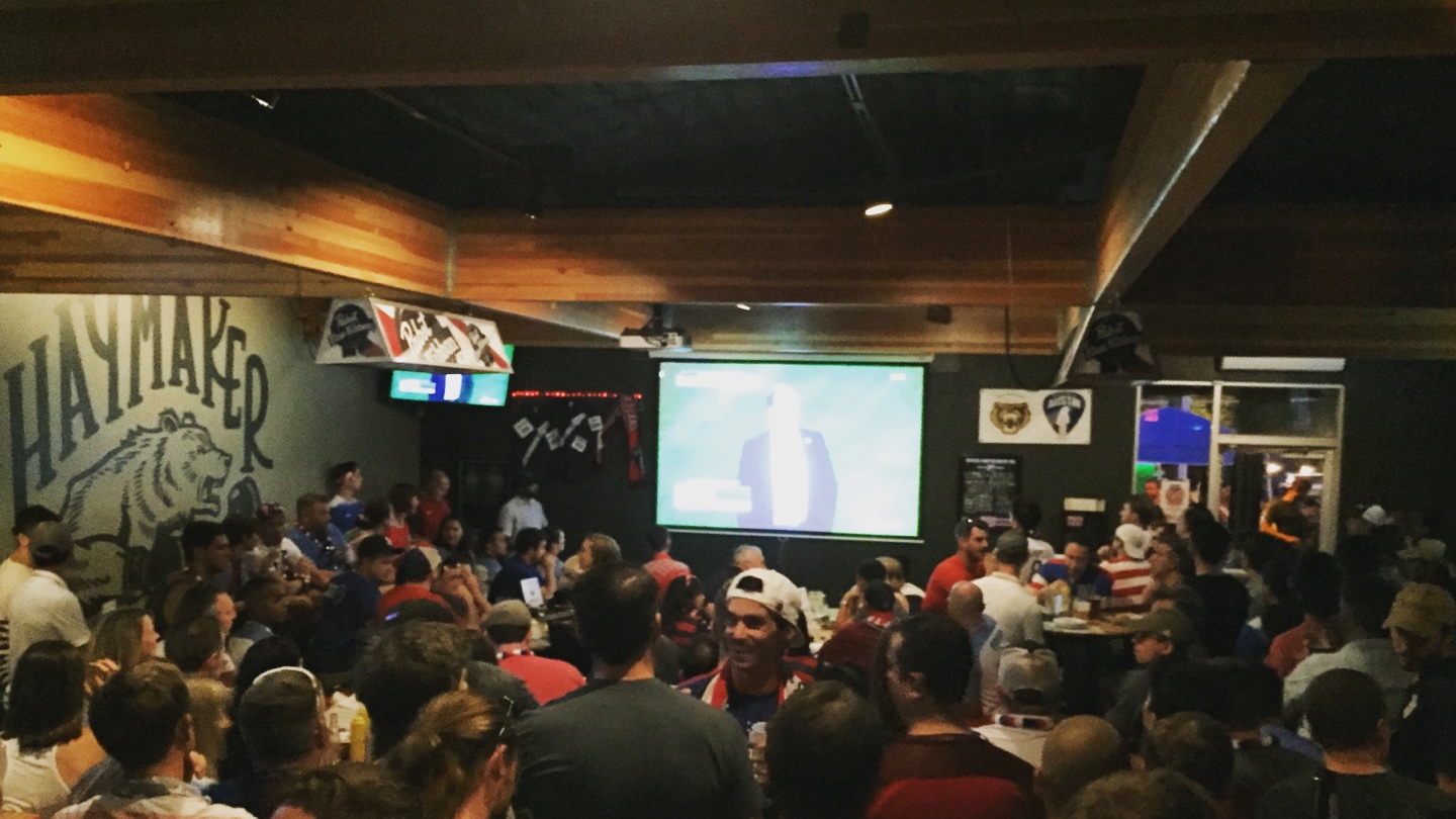 Bar full of U.S. Soccer fans.