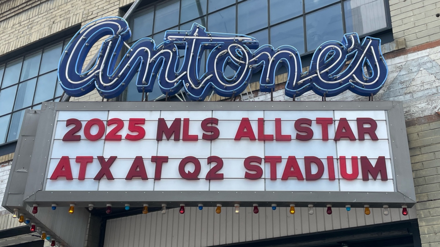 Marquee of Antone's announcing Austin being awarded the 2025 MLS All-star Game. 