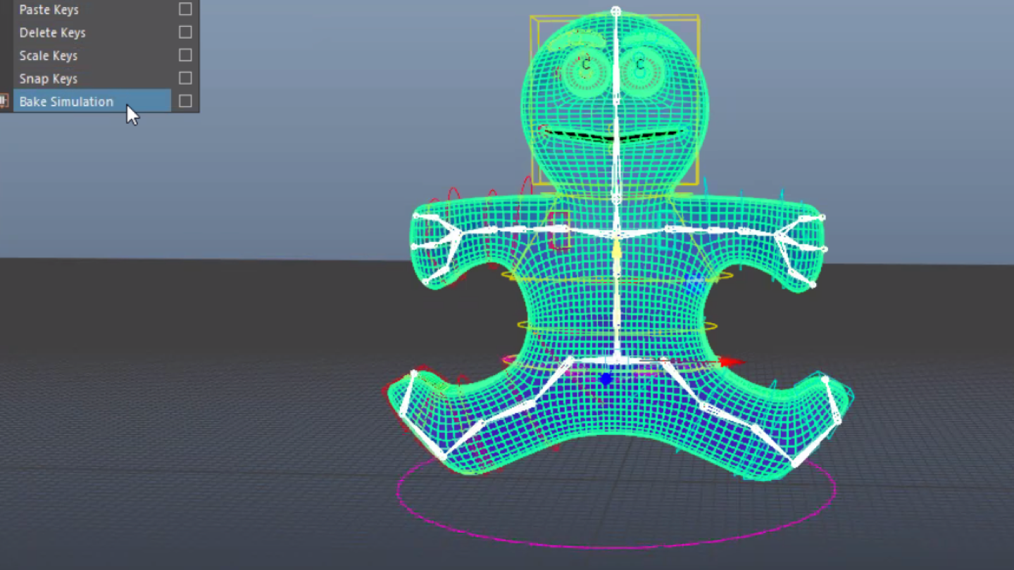 Mesh outline of a characater in a design user-interface