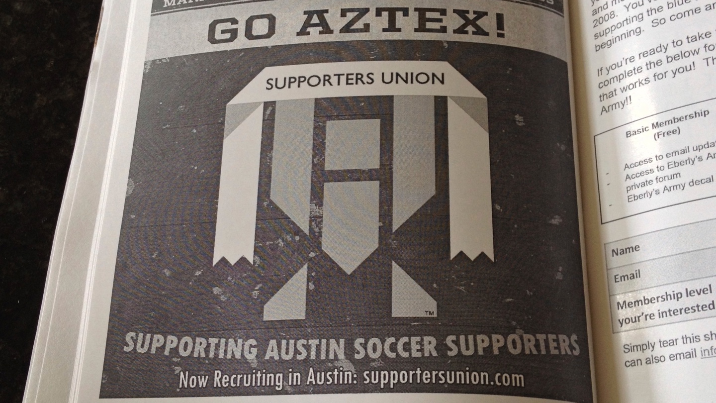 Soccer Program ad promoting Supporters Union.